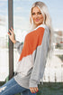 Colorblock Stitching Irregular Hem Long Sleeve Top